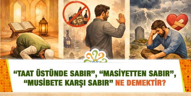 "Sen, üç sabırla mükellefsin. Birisi: Taat üstünde sabırdır. Birisi: Masiyetten sabırdır. Diğeri: Musibete karşı sabırdır." İzah eder misiniz? "Sen, üç sabırla mükellefsin. Birisi: Taat üstünde sabırdır. Birisi: Masiyetten sabırdır. Diğeri: Musibete karşı sabırdır." İzah eder misiniz?