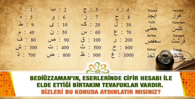 Bediüzzaman’ın, eserlerinde cifir hesabı ile elde ettiği birtakım tevafukların zorlama ve uydurma olduğunu iddia edip, itiraz edenlere ne dersiniz?