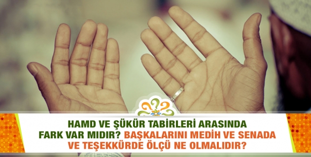 Hamd ve şükür tabirleri arasında fark var mıdır? Başkalarını medih ve senada ve teşekkürde ölçü ne olmalıdır?