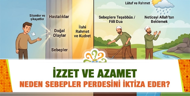 İzzet ve azamet neden sebepler perdesini iktiza eder? Azrail (as) örneği şer gibi gözüken ölüm hakikatine bir misaldir. Halbuki bütün hayırlı şeylerde de sebepler vazedilmiş?