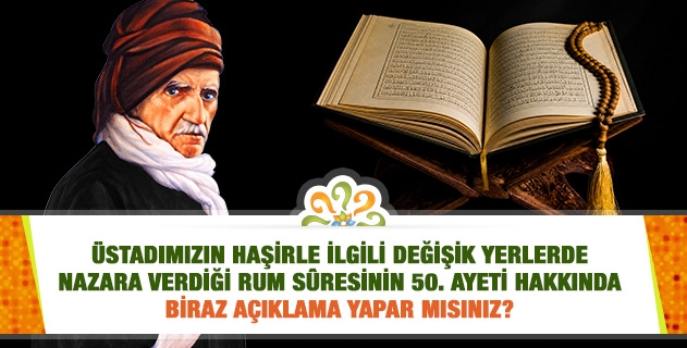 Üstadımızın haşirle ilgili değişik yerlerde nazara verdiği Rum Sûresinin 50. ayeti hakkında biraz açıklama yapar mısınız?
