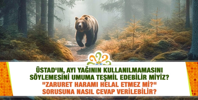Üstad'ın, ayı yağının kullanılmamasını söylemesini umuma teşmil edebilir miyiz? 